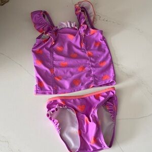 Old Navy Purple and Coral Heart Tankini Set